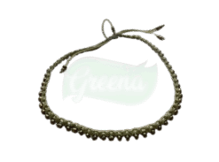 Forest Post Handwoven Macramé Anklet-pista green with golden beads
